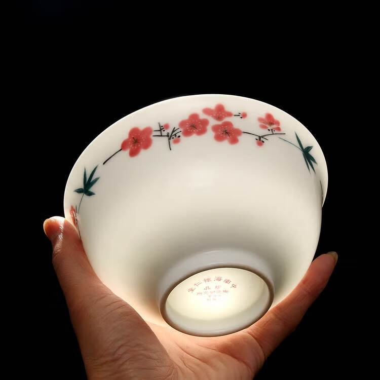 仿古70-80年代 国营老厂 毛瓷 7501 水点桃花碗 7501瓷 古董瓷器收藏