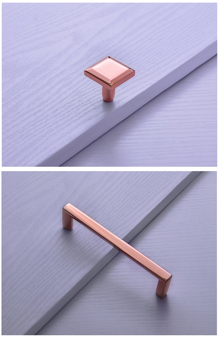 衣柜门玫瑰金拉手美式橱柜抽屉香槟拉丝金色定制家具把手现代简约 hk0