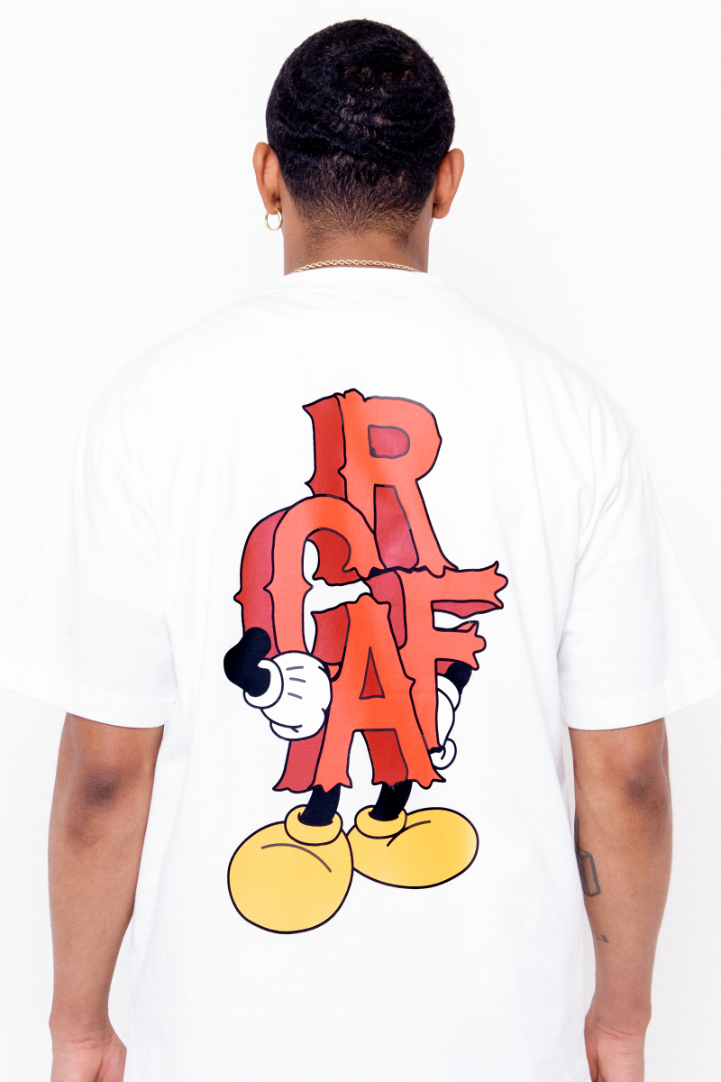 graf潮牌在律师函边缘试探昂首挺胸卡通logo短袖纯棉落肩t恤 白色律师