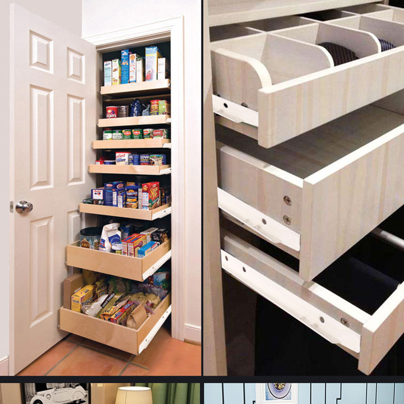 抽屉轨道 衣柜抽屉轨道滚轮滑轨托底滑道家用二节导轨键盘托架滑轨 25