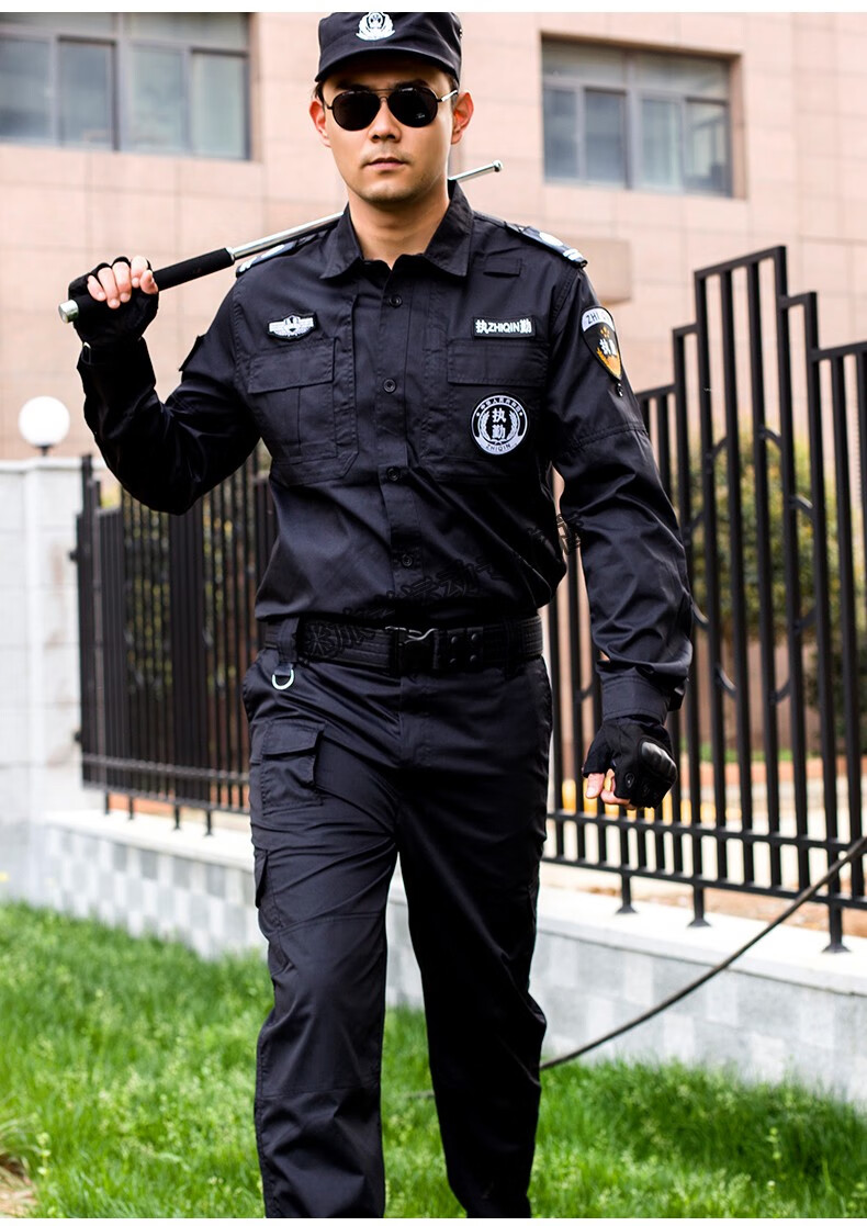 保安服套装夏装短袖执勤服男春秋款作训服冬季黑色薄款长袖黑裤长裤