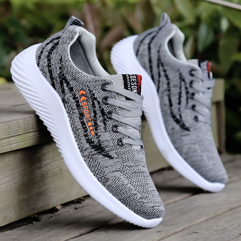 dx&yibaa福建莆田春夏季男鞋飞织网面跑步鞋学生透气运动休闲男士网鞋