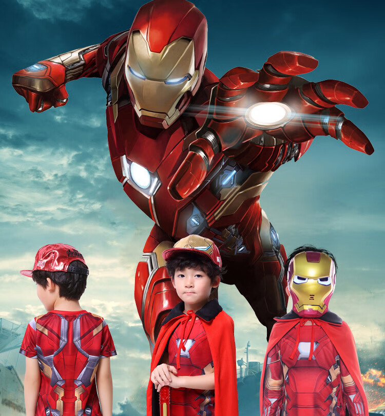 钢铁侠衣服男童套装短袖长裤万圣节儿童表演服男孩秋季休闲两件套