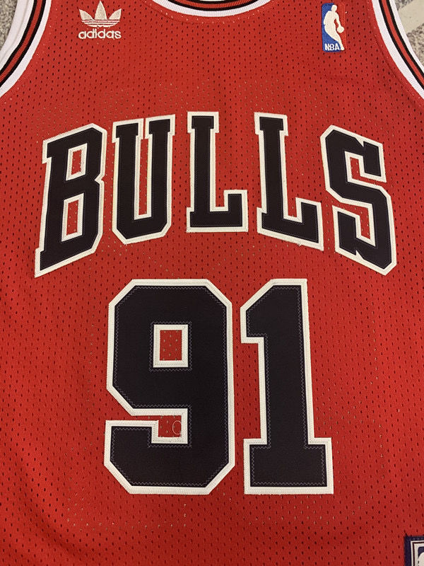 罗德曼球衣 公牛91号 红色 黑色 网眼刺绣大码蓝球服mn运动服耀缇男女