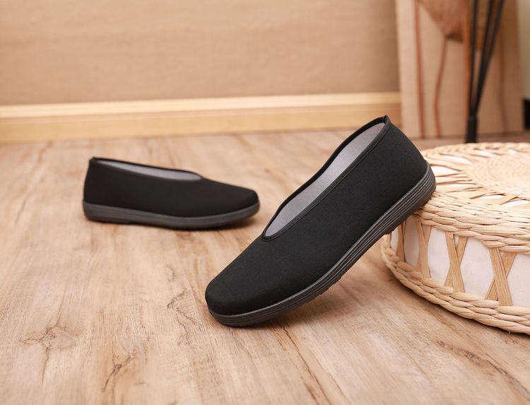 传统老北京布鞋男款圆口中老年老头鞋休闲剪刀口黑布鞋功夫老汗鞋 2号