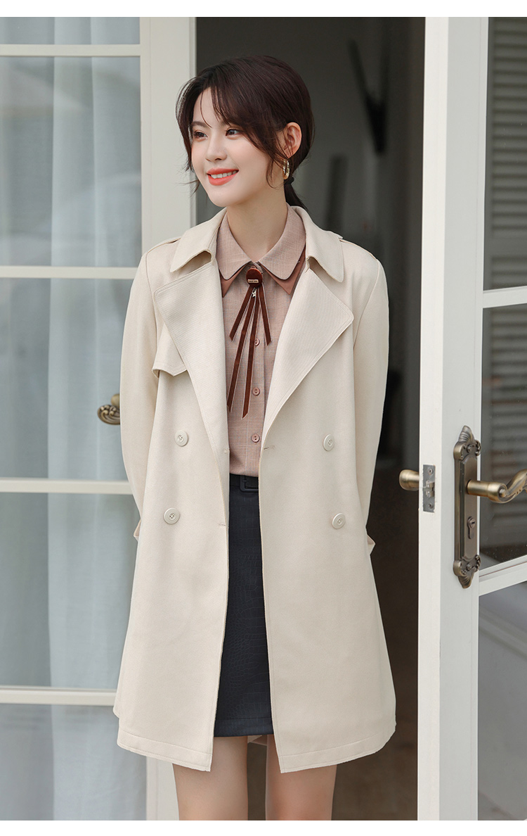 朵以2021秋季新款气质翻领双排扣英伦小个子风衣女36dq726031奶咖色s