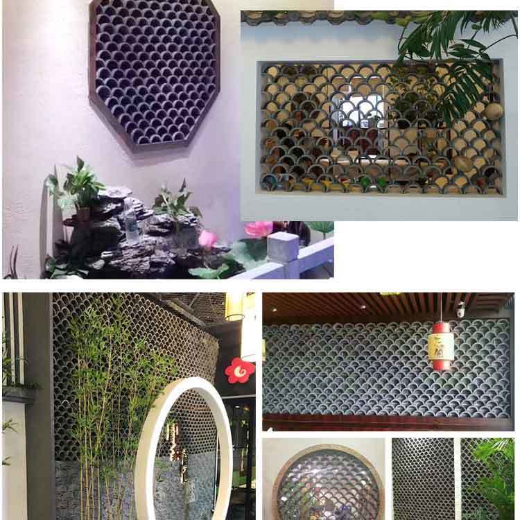 仿古装饰筒瓦瓦片瓦条复古拼花瓦花园瓦片背景墙中国风艺术墙镂空 10