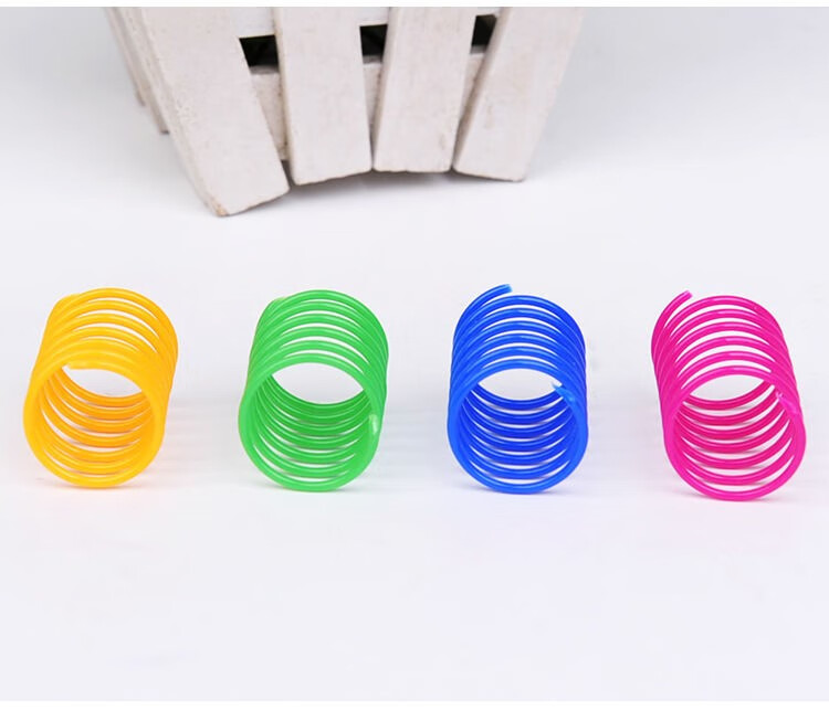 猫咪彩色塑料弹簧猫玩具解闷神器自嗨逗猫跳动弹力玩具互动神器 塑料