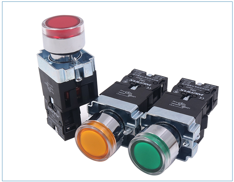 自复位启动停止电源按钮开关带灯22mm xb2-10dn 24v 220 绿色 24v交