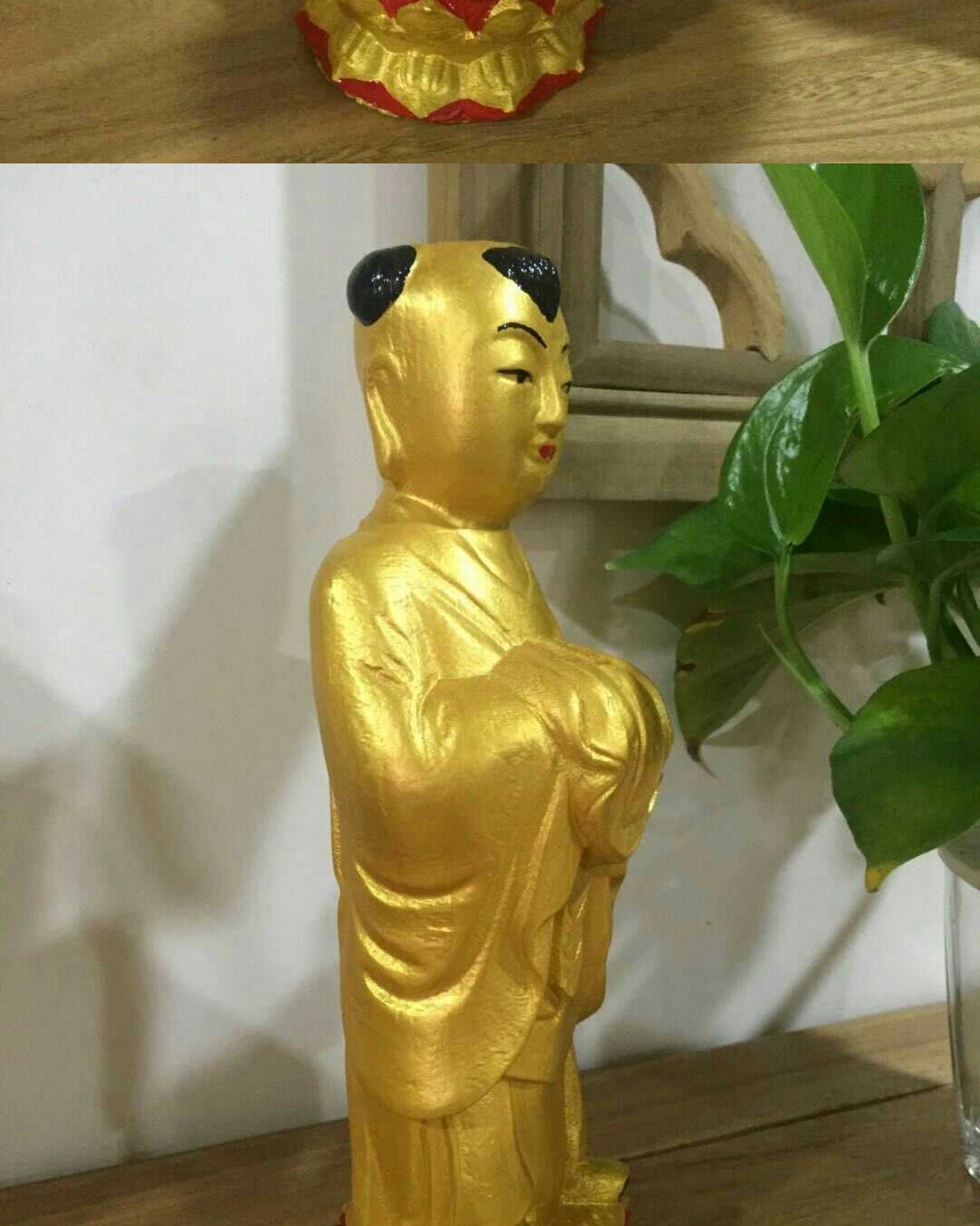 适用于宗教佛教用品法器佛具小佛像五方童子樟子松雕刻喷25厘米一尊