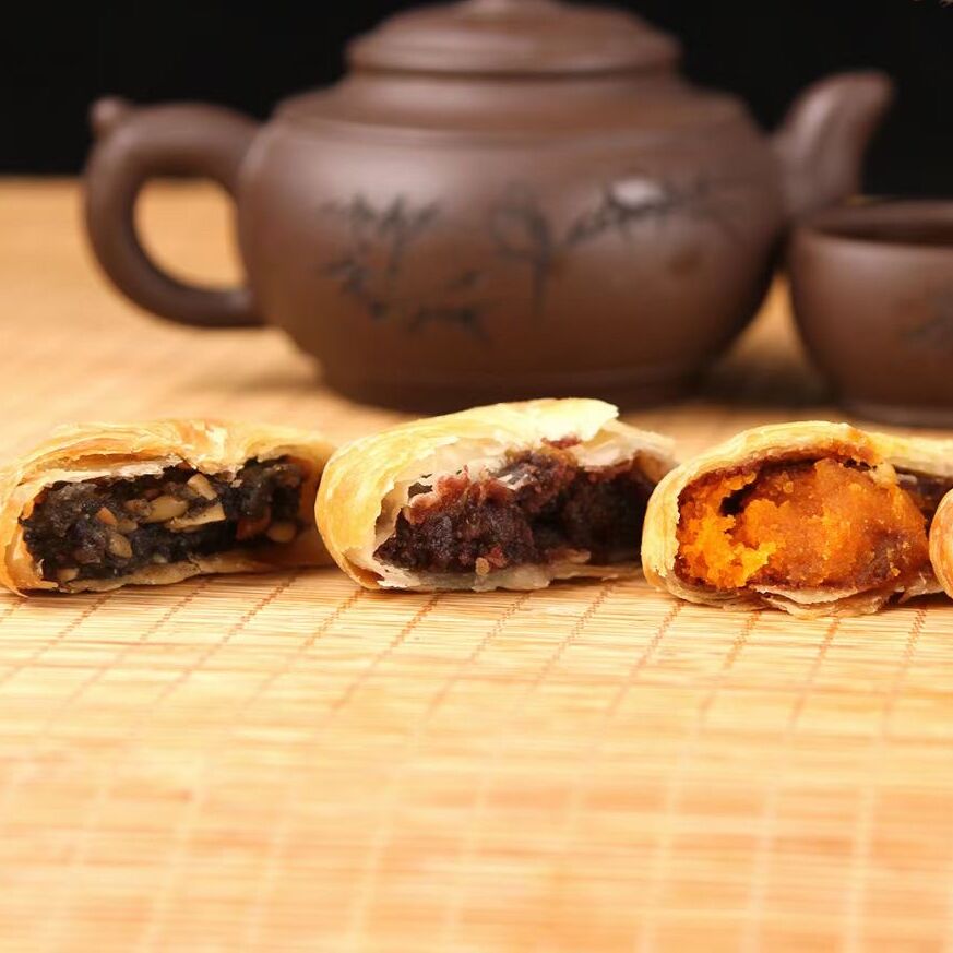 中秋新塍陆家桥活油豆沙月饼传统手工老式苏式馅酥皮礼盒 猪油豆沙300