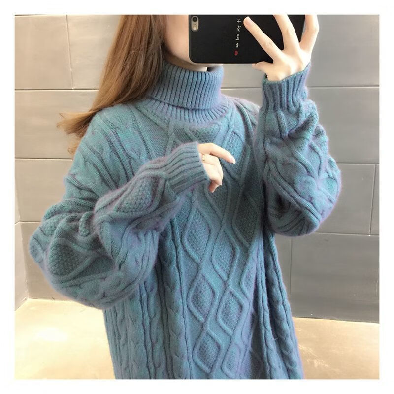 穗乔 胖女士加厚大款毛衣针织衫300斤码加厚半高领毛衣女中长款秋冬季