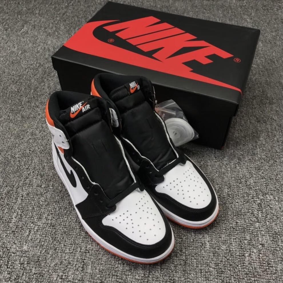 旗舰官方同款 莆田纯原aj1黑白橙扣碎篮板白橙扣碎aj1猪油扣碎黑橙扣