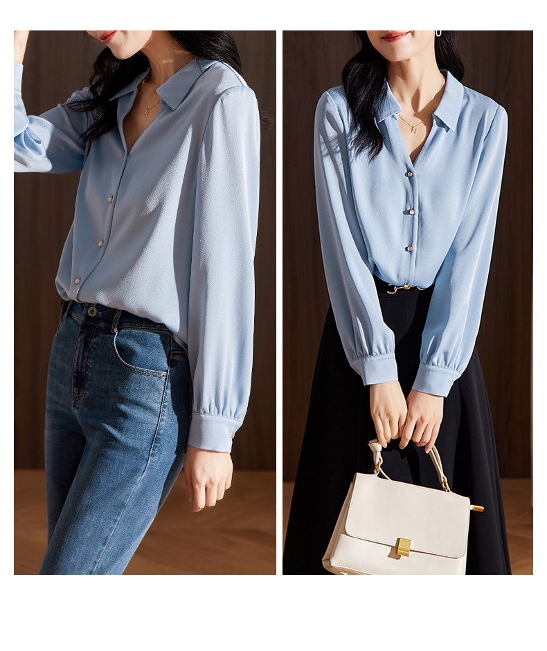 娅丽达(yerad) 娅丽达醋酸衬衫女秋装2022年秋季新款通勤职业气质衬衣