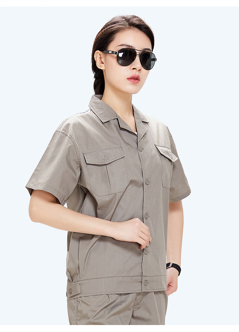 定制夏季工作服套装男短袖工装耐磨上衣定制工人电焊汽修劳保服 xrd