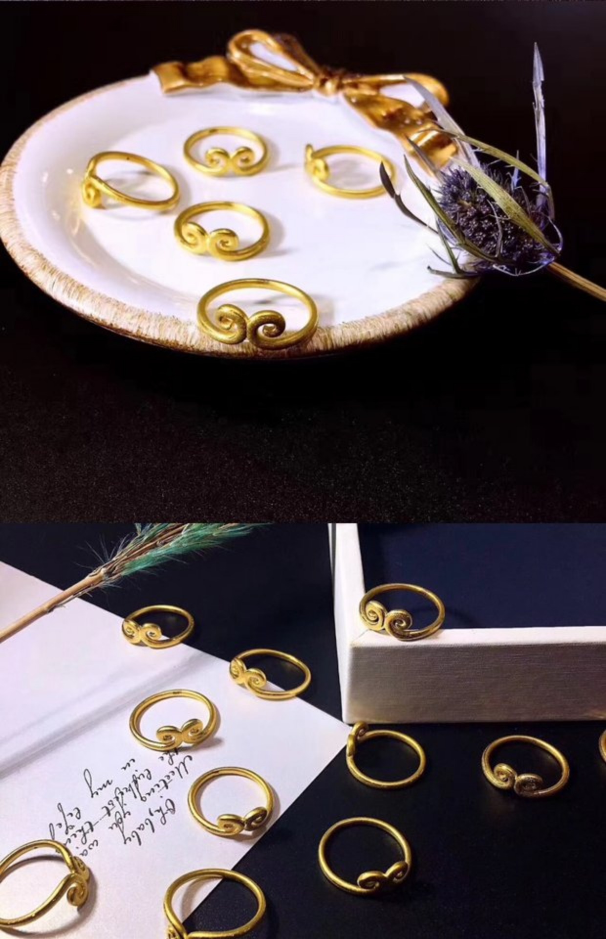 黄金男女情侣款对戒 紧箍咒戒指13#0