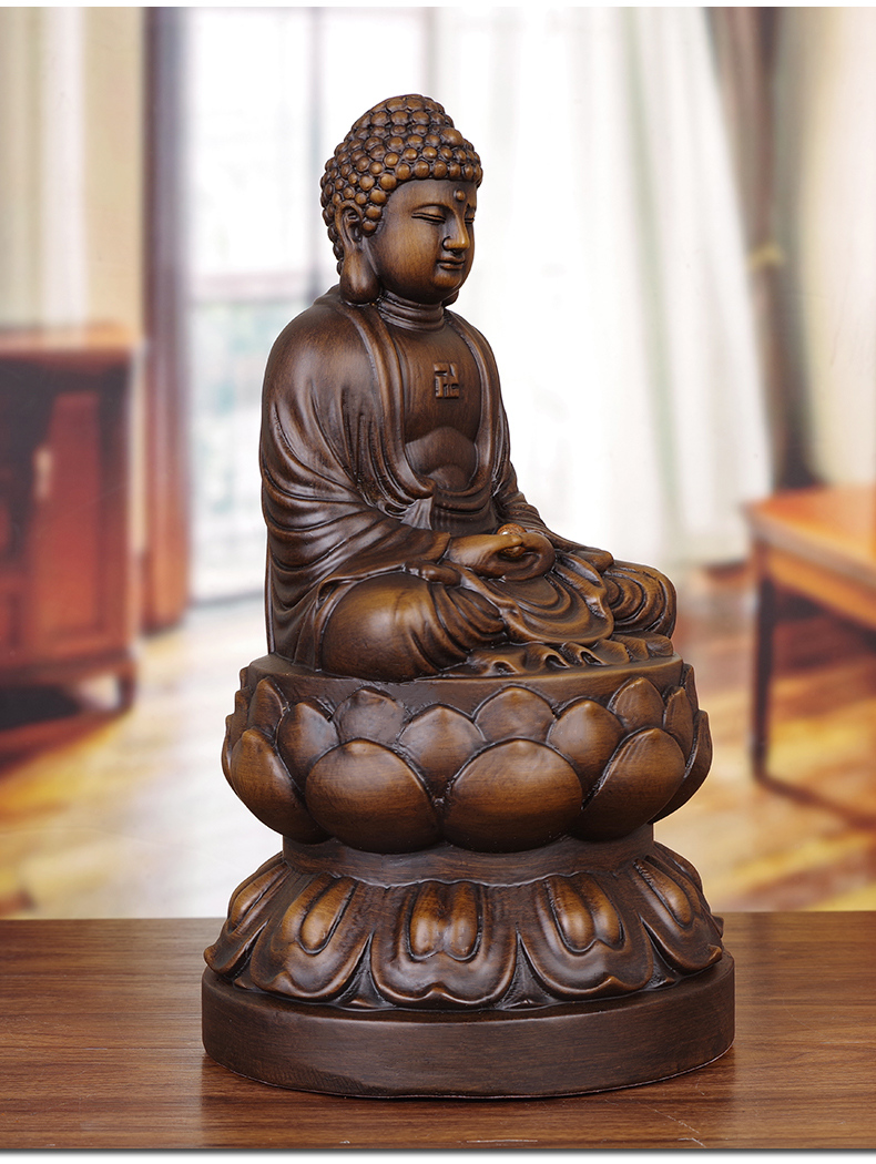 qwc 纯实木雕像如来摆件 释迦牟尼佛像木质雕塑大号家用供奉神像 小号