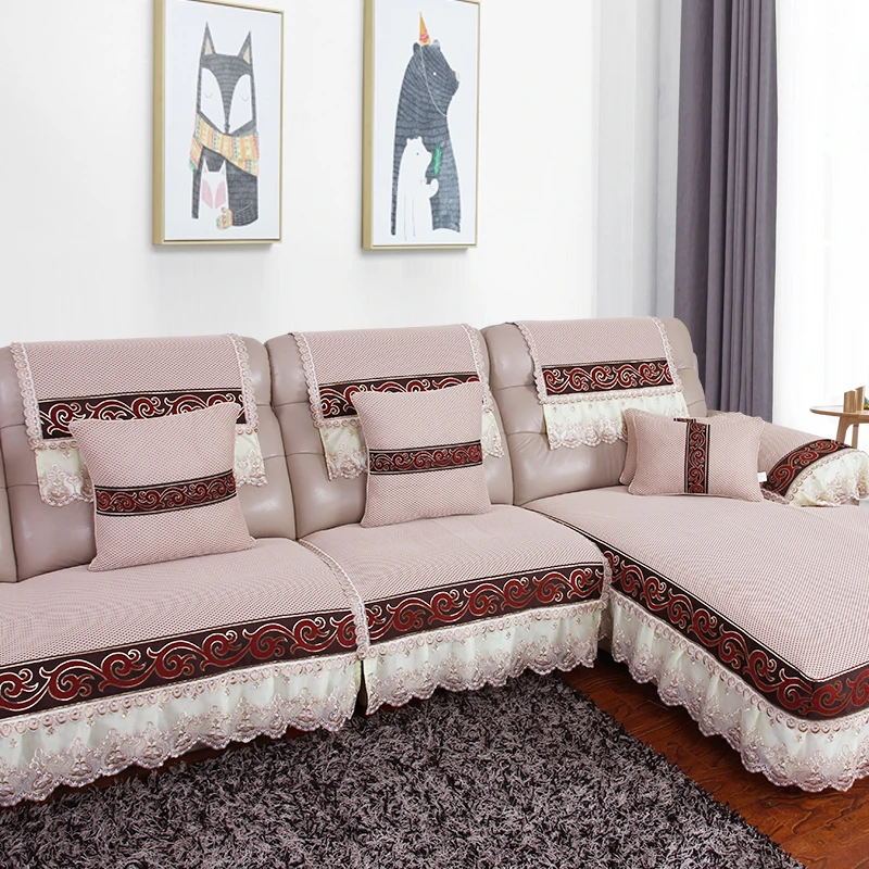 Xin Yuhe Leather Sofa Cushion Set Summer Real Anti Slip Fabric Simple Modern Four Seasons Xin Yuhe Leather Sofa Cushion Set, Sofa Covers For Leather Sofa India