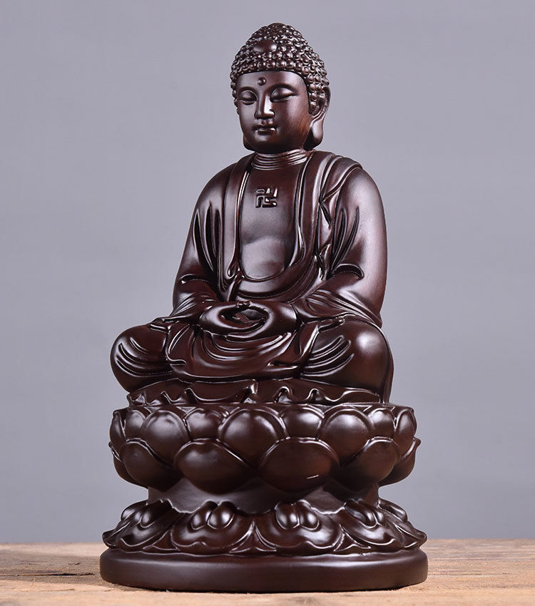 匠令黑檀木雕释迦牟尼佛像摆件摩尼佛西方三圣阿弥陀佛实花梨木工艺品