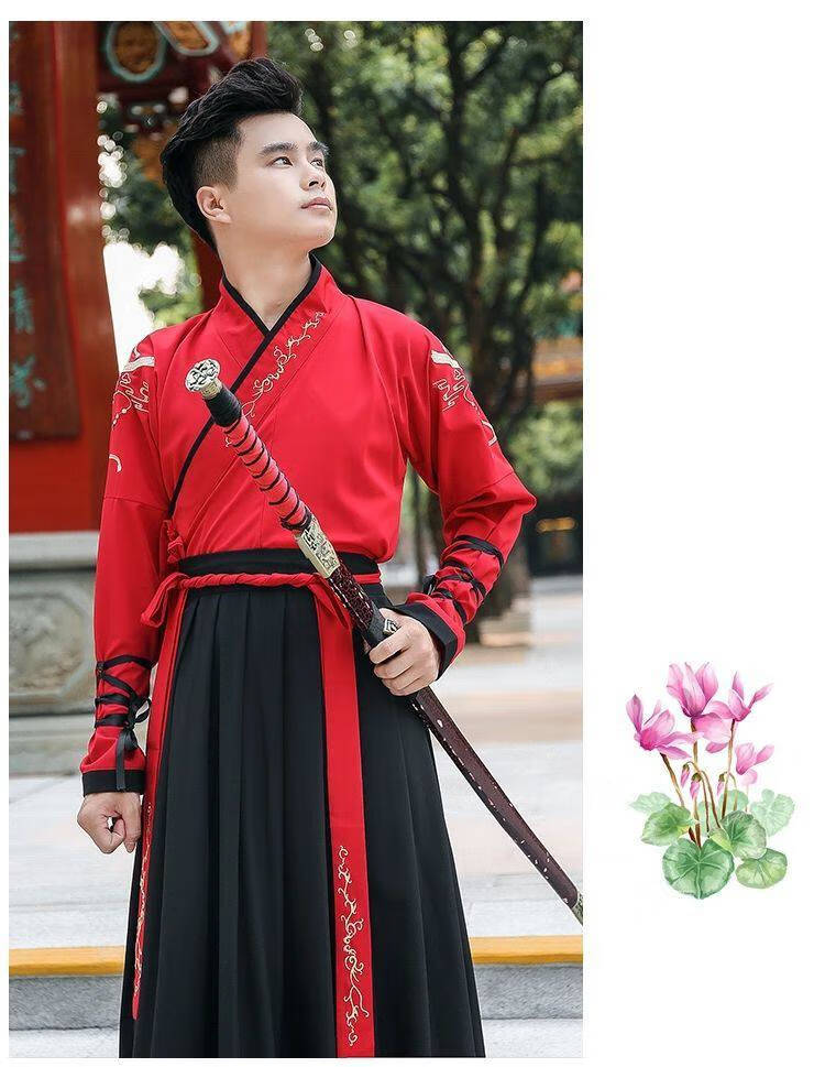 男装汉服学生武侠风班服侠客书生帅气古装男士古风仙气春夏黑套装c款