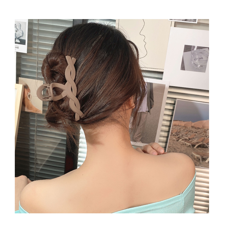 元捷 韩国磨砂后脑勺发夹女麻花盘发抓夹大号洗澡鲨鱼夹子发卡气质