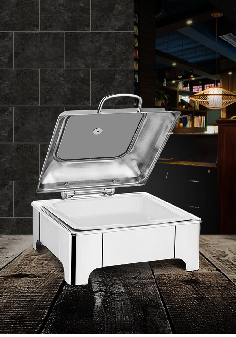 【官方购买】布菲炉内胆陶瓷份数盘食堂菜盆商用分格方圆形酒店自助