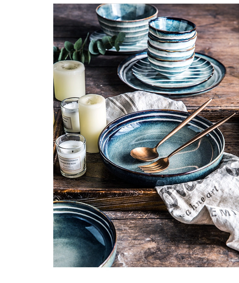 ins网红陶瓷餐具复古风碗盘好看的家用日式碗筷文艺碗碟套装瓷器 12