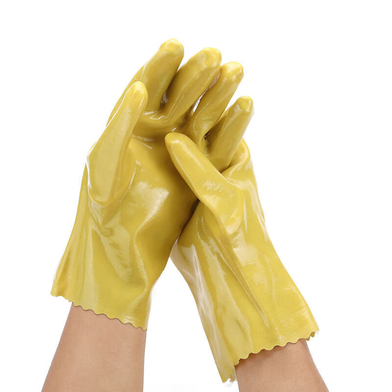 全浸塑手套男女劳保耐磨砂酸碱防水防油工作杀鱼专用防刺耐油加厚蓝色