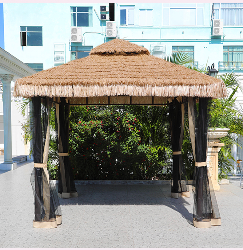 户外凉亭庭院农家乐茅草亭子屋稻草棚景区农庄室外凉亭仿真毛草亭 3x3
