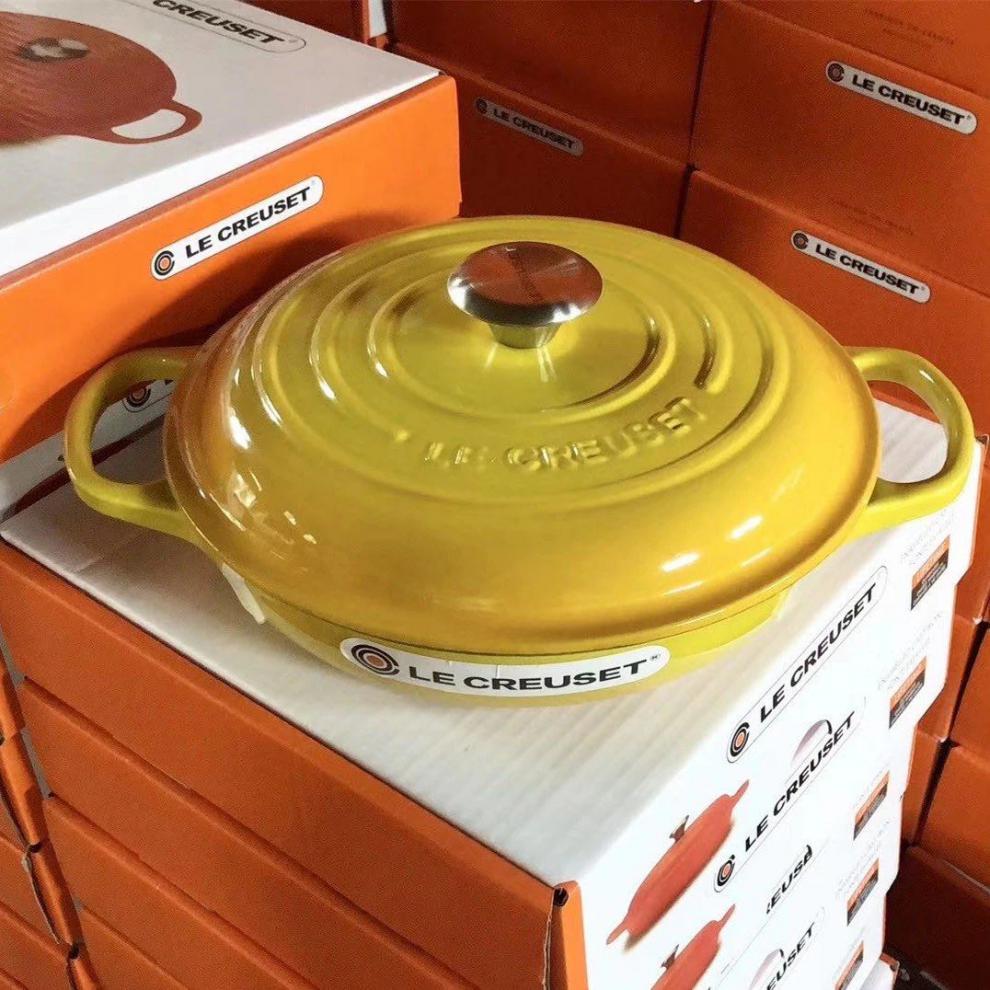 酷彩(le creuset)酷彩26cm海鲜锅家用珐琅锅铸锅红色黄色法国双耳炖锅