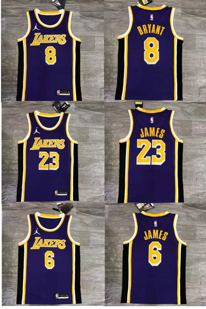 湖人队球服21赛季城市版2324号球衣尼克杨戴维斯篮球服 21赛季主题紫3