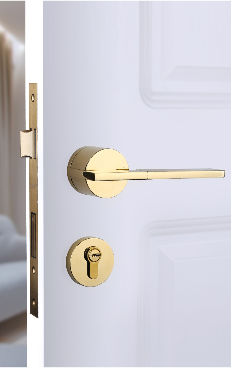 美式法式复古轻奢通用室内房门卧室实木门金色门锁把手 款式01 30mm