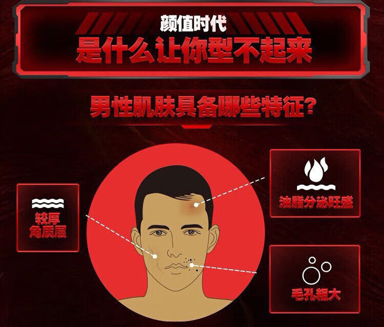 HOUMAI巴黎欧莱男士火山岩洁面乳抗痘深层清洁毛孔控油 火山岩控油清痘洁面膏50ml