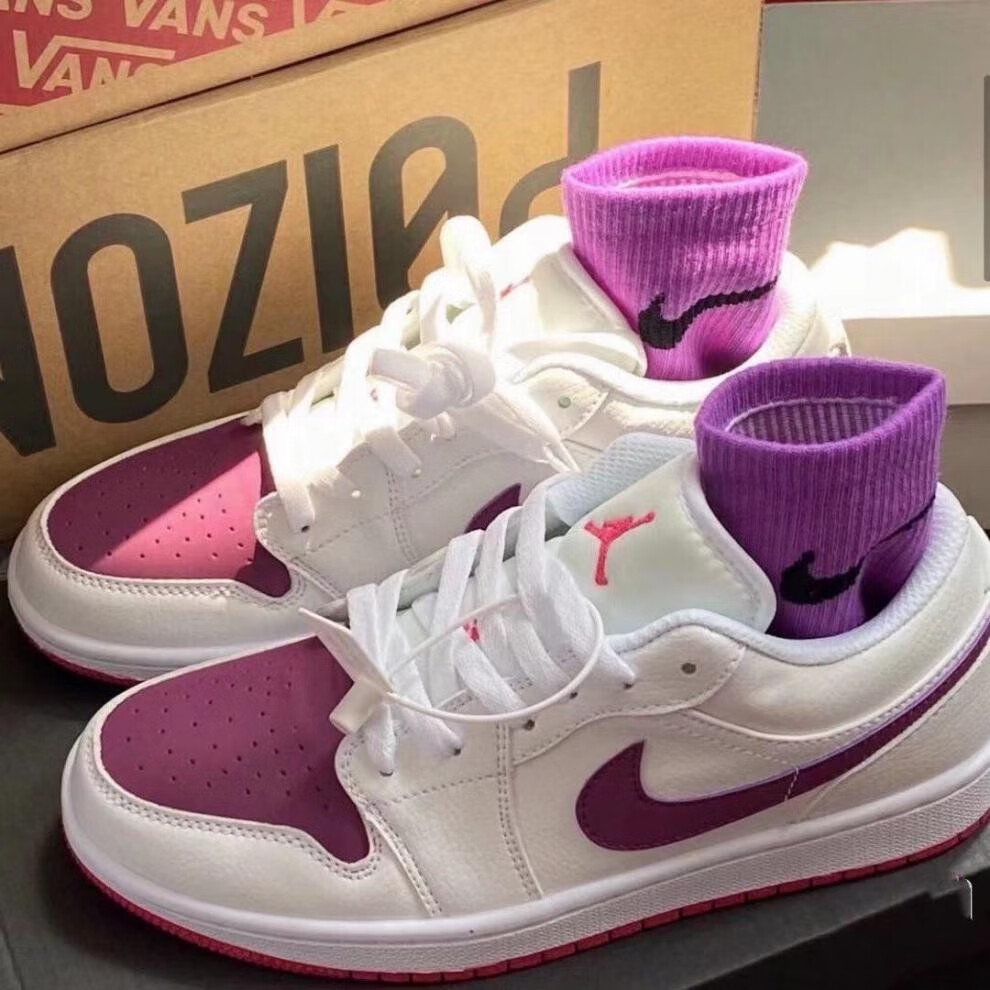 aj男女鞋旗舰官官方新同款女鞋低帮鞋日系男鞋学生 aj低帮蓝白午夜 偏