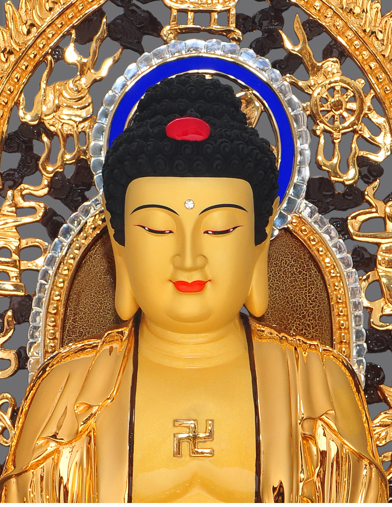 高端】台湾全铜鎏金南无阿弥陀佛像本命佛居家供奉西方三圣佛像摆件