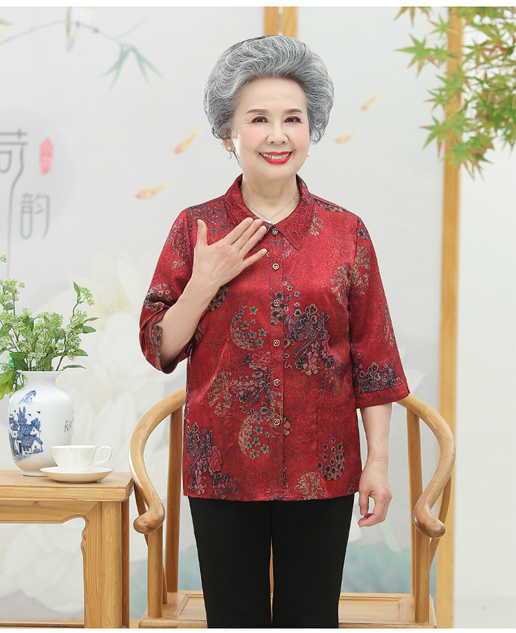荧火仙子九十岁90大寿衣服女夏季奶奶装小码老年人夏装真丝套装60岁70