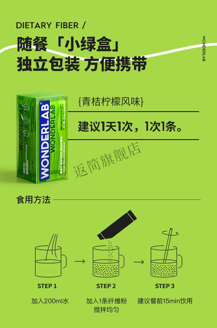 wonderlab白芸豆酵素小绿条固体饮料阻断剂膳食纤维素粉控阻糖片