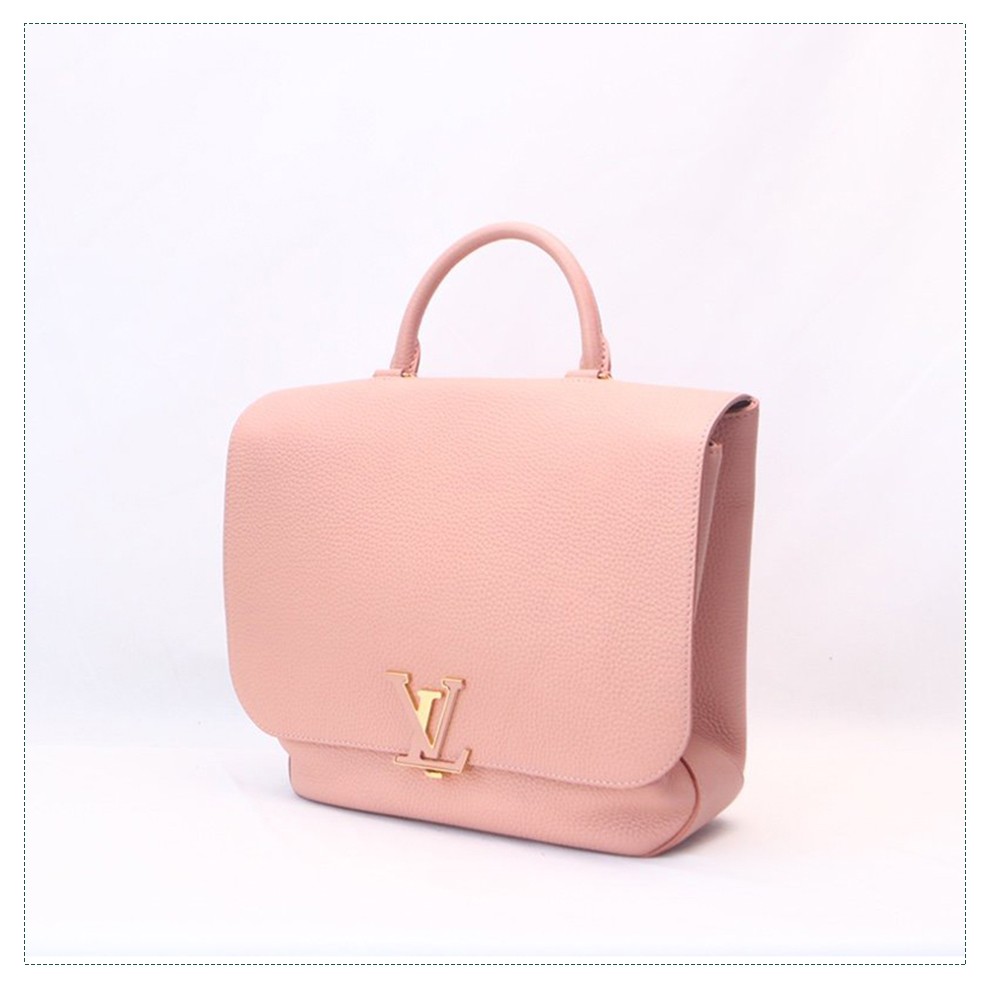 【二手95新】lv/路易威登 女士粉色荔枝皮经典时尚中号手提单肩包包ck