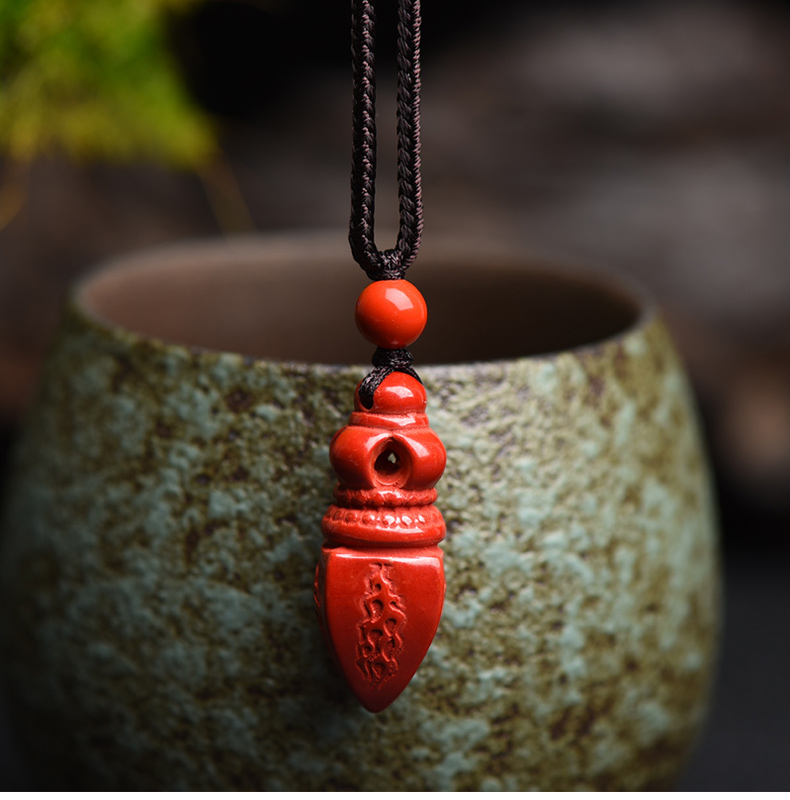 正品朱砂降魔杵吊坠男女款本命年护身符金刚普巴杵钥匙扣转运挂件