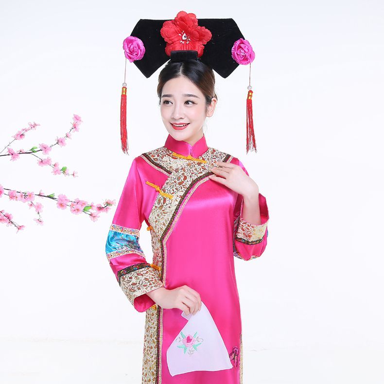 绽哲清朝满族古装女还珠格格服装宫女甄嬛传旗袍大码宫廷演出服饰阔