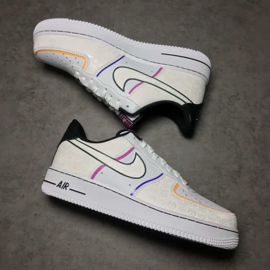 1亡灵节反光空军一号休闲运动低帮板鞋男女ct1138-100 白色 白色 37.