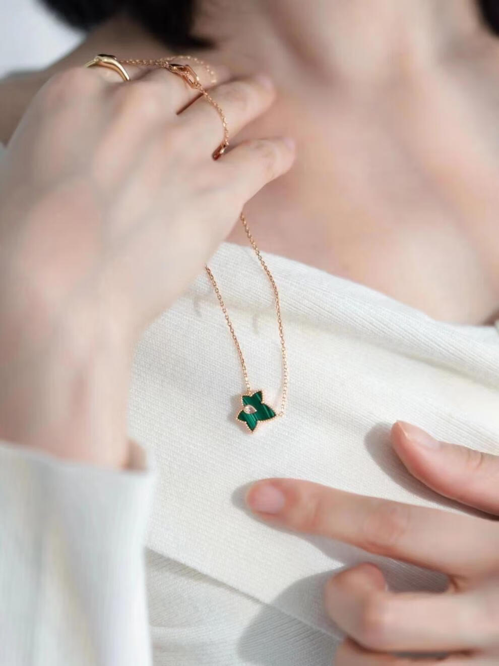 罗拉玫瑰项链 lolarose常青藤项链女孔雀石白贝母小众锁骨链罗拉玫瑰