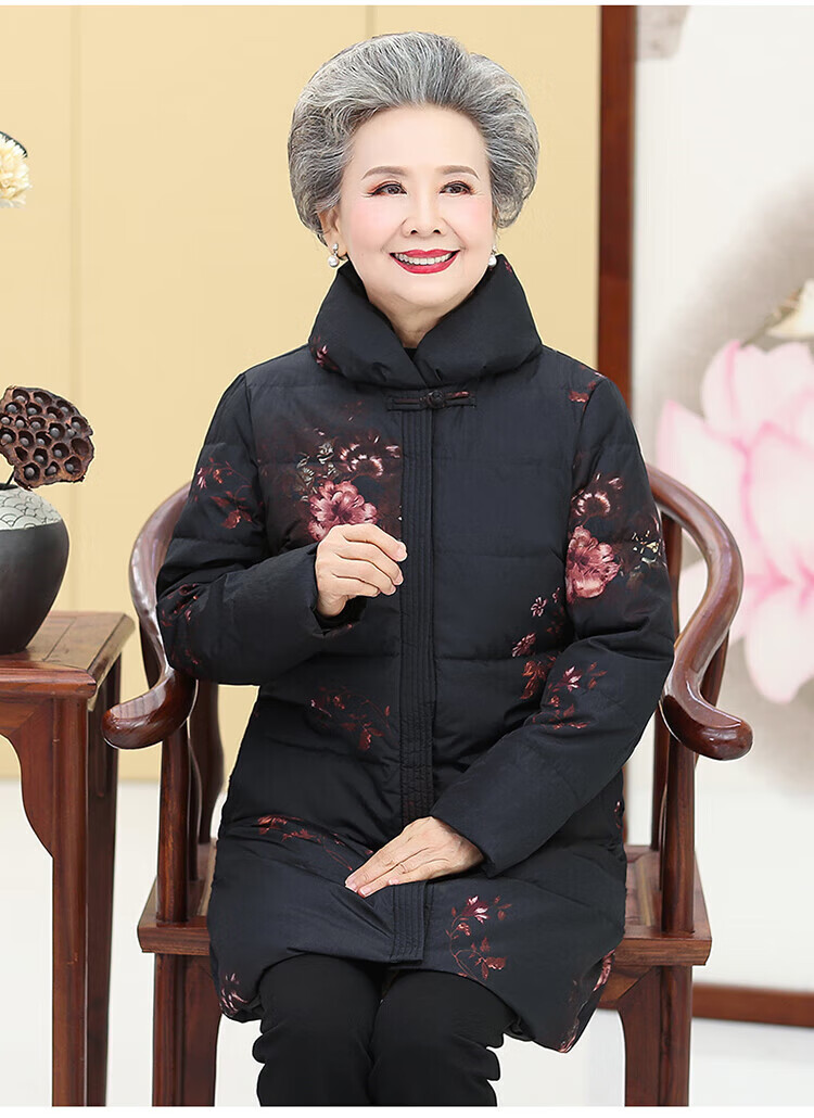 服60-80岁老奶奶羽绒服老年人冬天穿的加厚妈妈外套棉袄老人家衣服