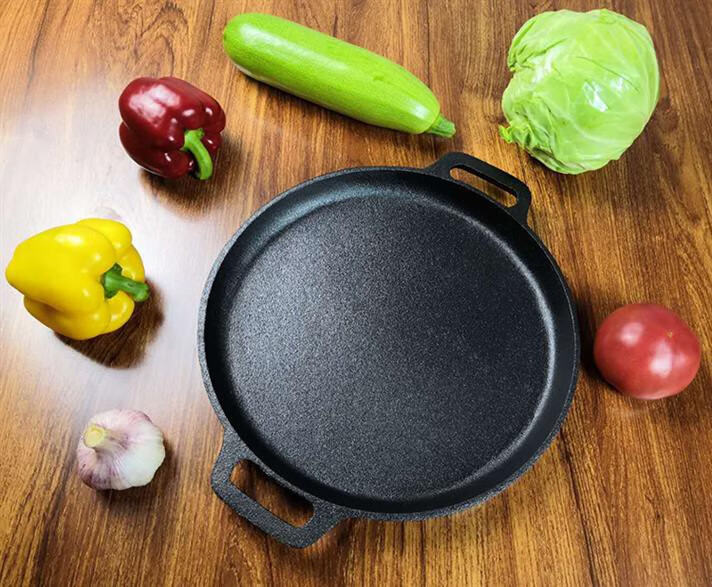 做饼锅煎鱼锅铸铁平底用煎饼生铁鏊子加厚无涂层不粘锅燃气灶饼 35cm