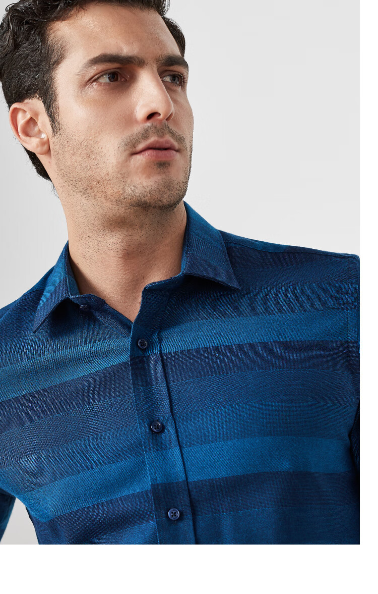 firs杉杉 长袖衬衫男 秋冬新款休闲德绒长袖衬衣 firsb1357-1蓝色 42