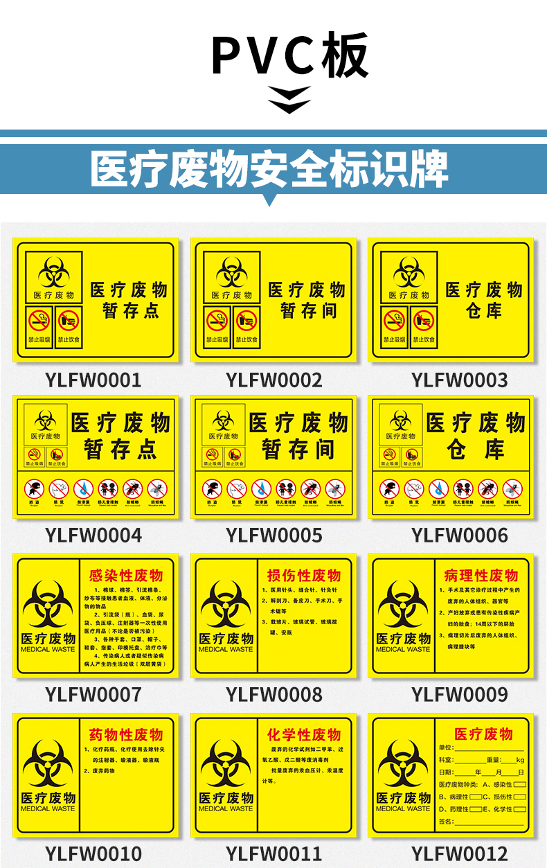 夢傾城醫療廢物暫存點標識牌全套醫療垃圾標識貼感染性損傷性病理醫療