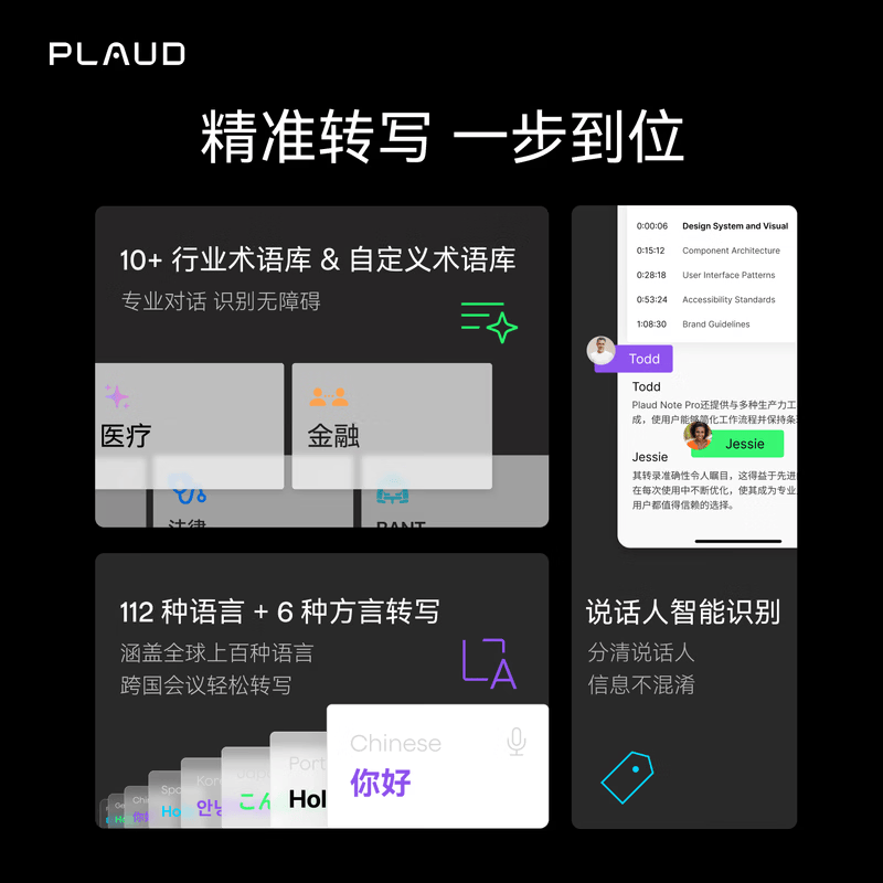PLAUD Note Pro AI voice recorder converts audio to text, intelligently takes meeting minutes, has an ultra-long battery life, is lightweight and portable, and is suitable for business gift-giving in silver thumbnail 2