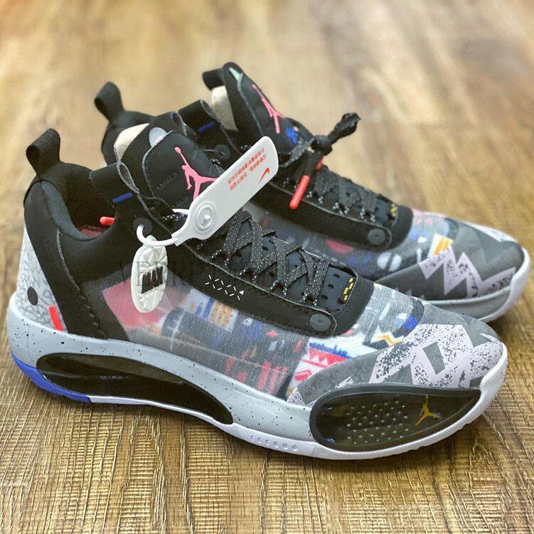 【官方旗舰店】灭世男子 aj34低帮 乔34 迷彩涂鸦 zoom双气垫运动实战