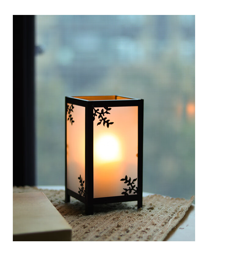 烛台风灯 中式和风烛台复古铁艺玻璃风灯蜡烛浪漫家居桌面装饰古风