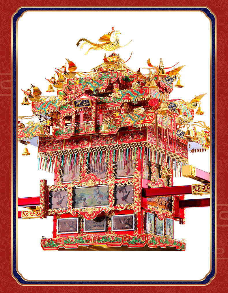 diy手工 凤冠霞帔十里红妆拼酷十里红妆花轿金翅凤冠3d立体金属拼装